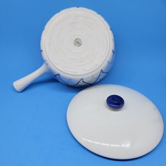 Lyngby Porcelain Dan-lld lldfast Denmark Blue Harlequin Flame 7" X 3 1/4" Pot - Picture 6 of 10